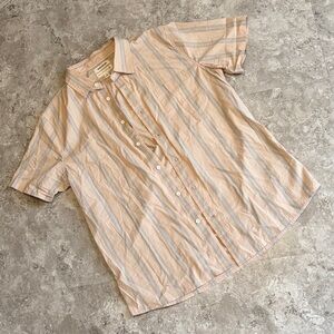 Goodthreads Beige and Gray Striped Button-Up Shirt